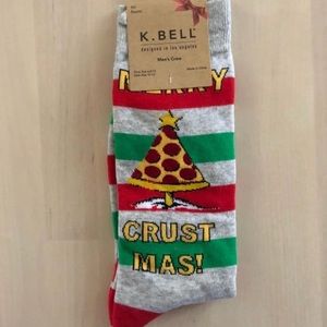 K. Bell Men's Fun Holiday Pizza Crew Socks